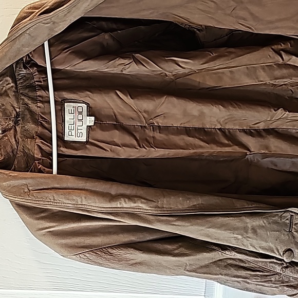 Leather coat, VINTAGE! Long leather coat. Brown. Pelle Studio. - Picture 10 of 10